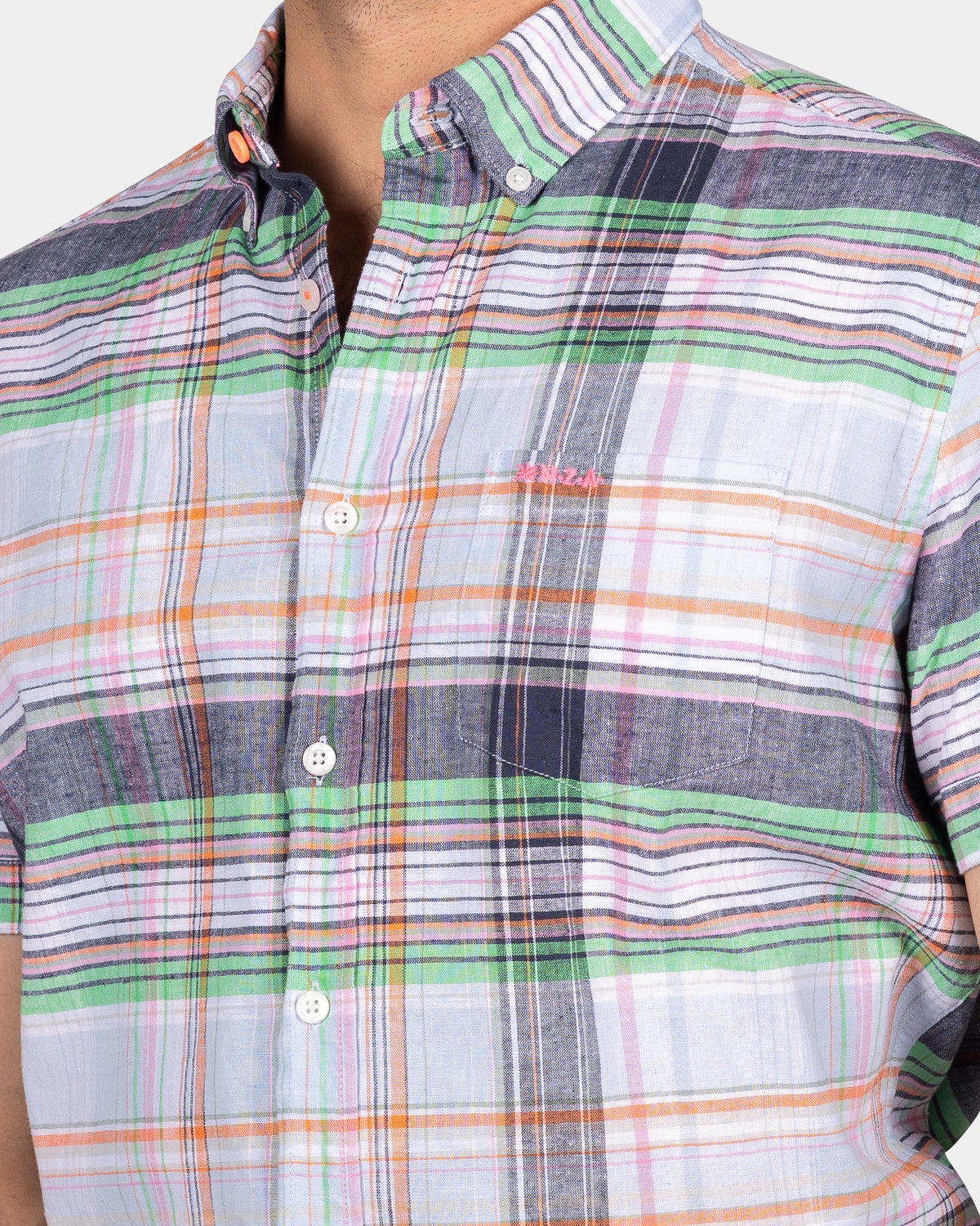 Camisa de cuadros con manga corta - Blue Multi Colour