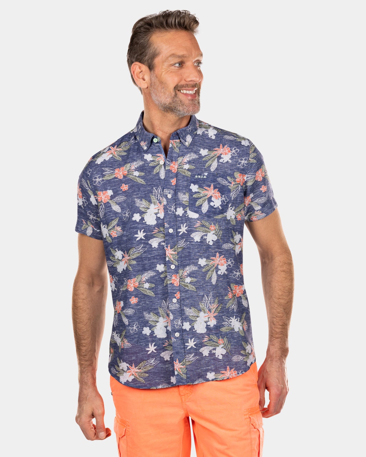 Camisa flores manga corta - Dusk Navy