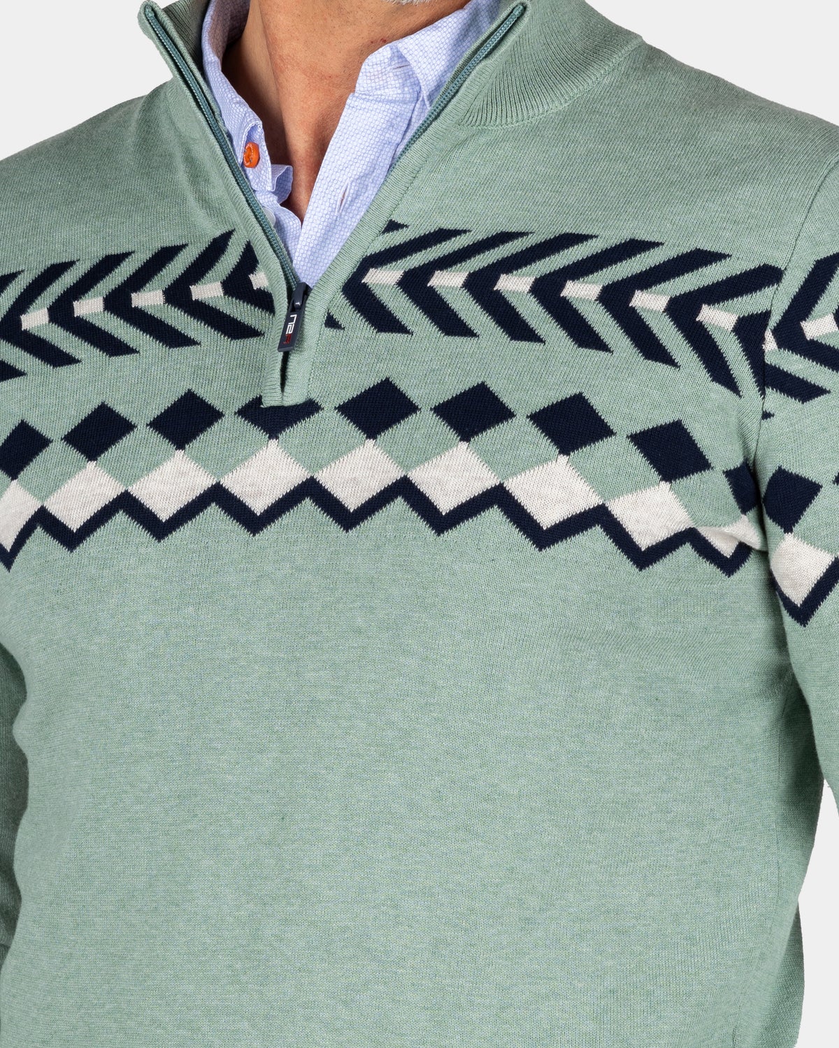 Jersey verde con estampado de punto. - Pebble Green