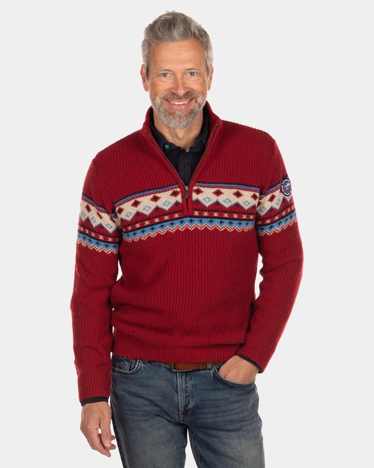 Pullover mit halbem Reißverschluss Aranga - Cardinal Red