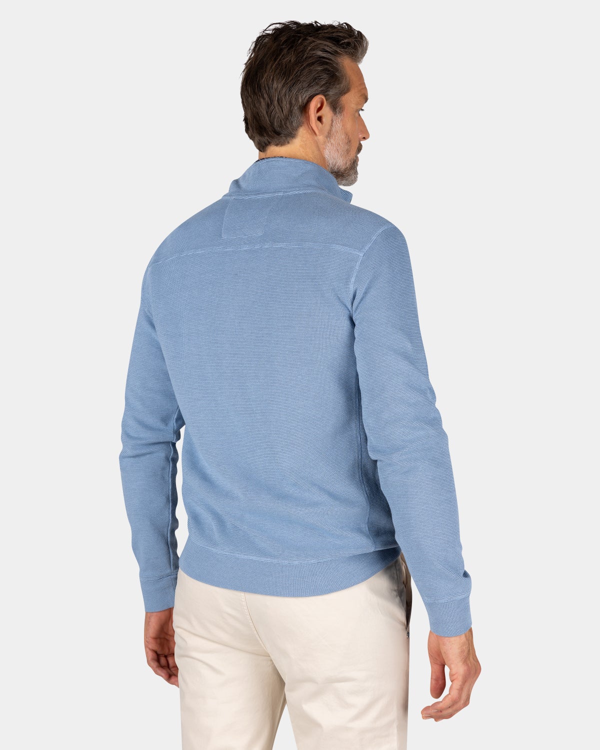 Sporty blue sweater with half-zip - Brave Blue