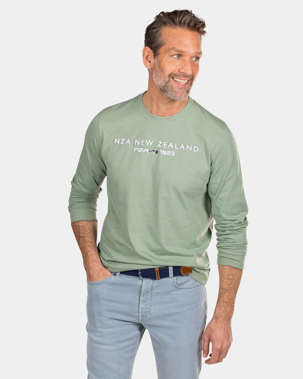 Groene longsleeve met ronde hals - Sage