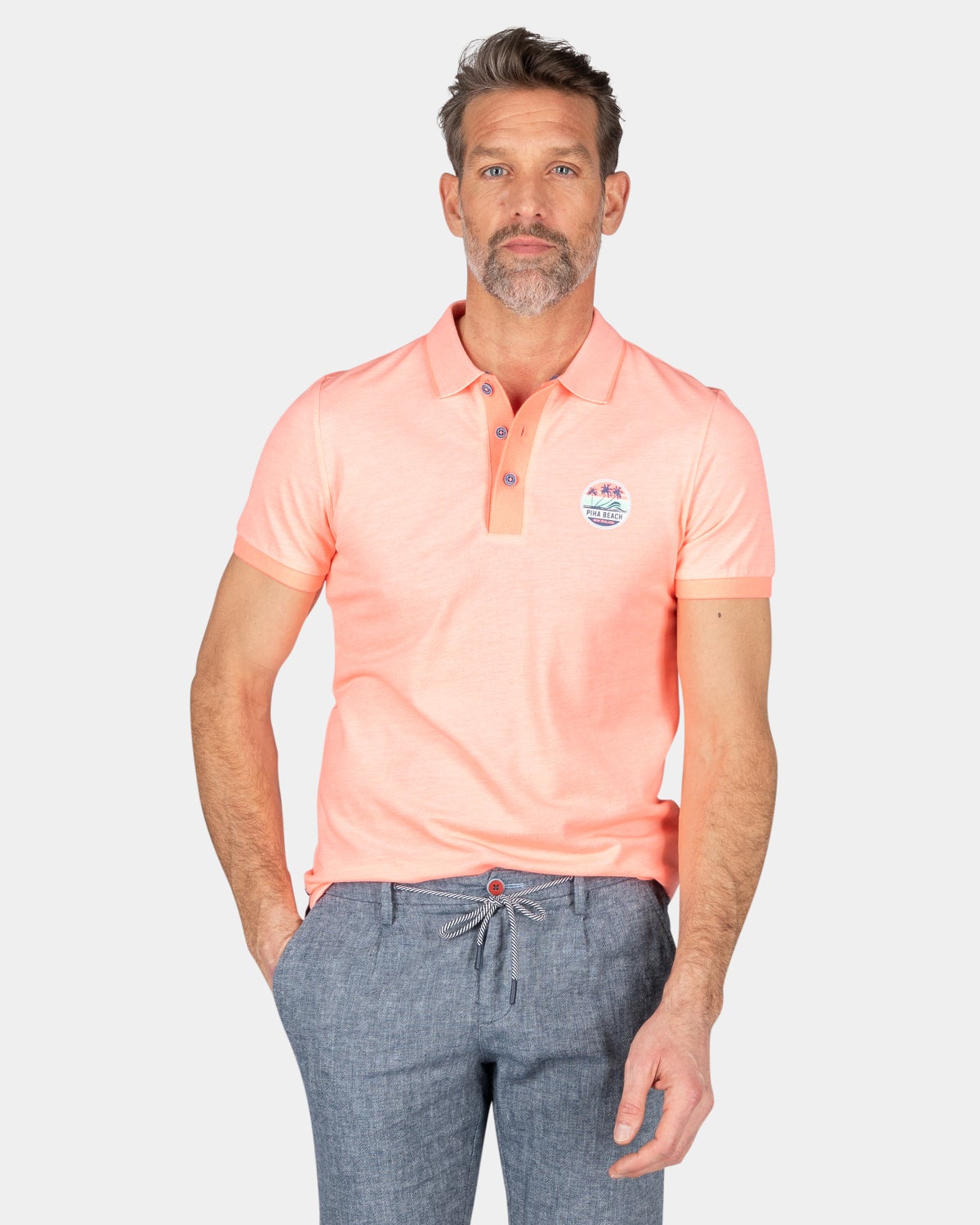 Camisa polo liso de algodón - Fury Pink