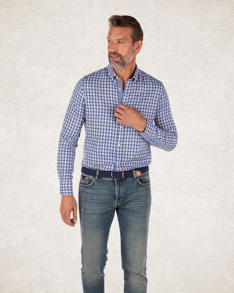 Camisa de cuadros con azul y blanco