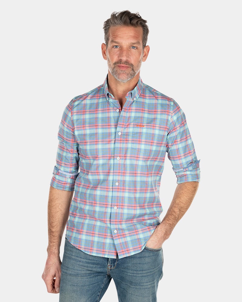 Camisa de algodón con cuadros - Blue Multicolour