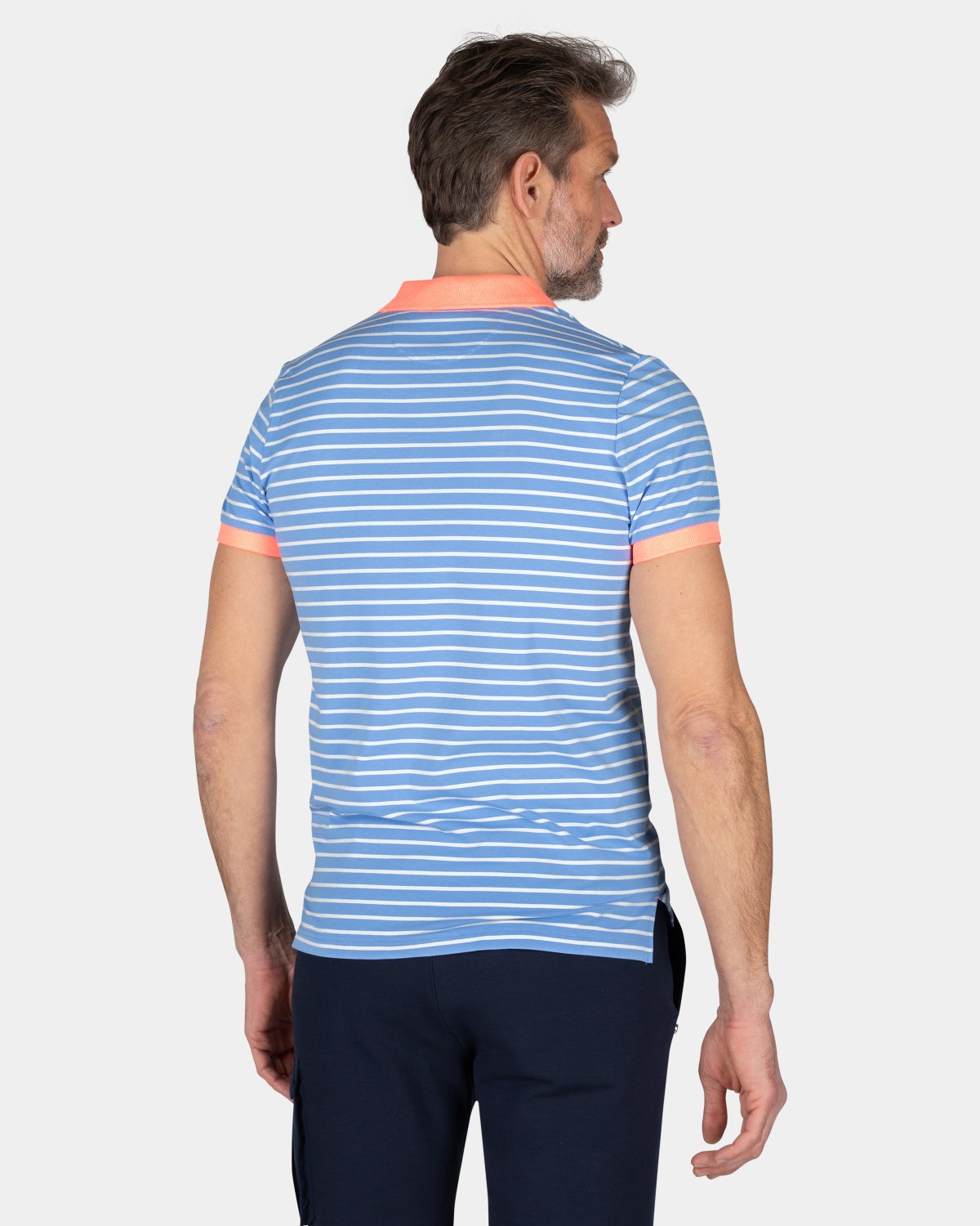 Gestreiftes Polo mit Stretch - Bed Blue