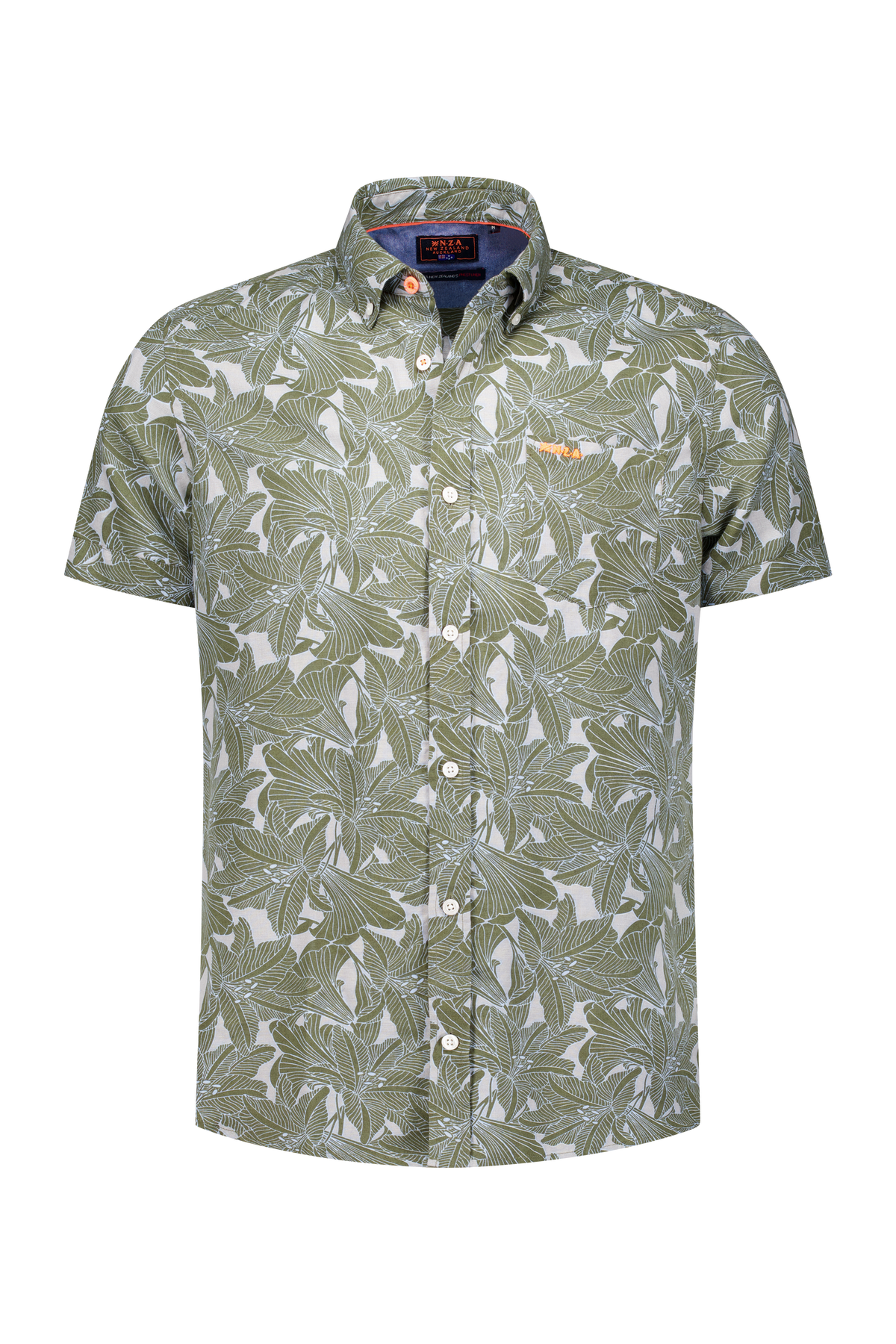 Green shirt with leaf print - Soft Olive