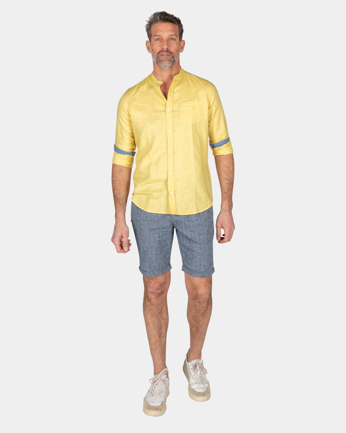 Chemise unie sans col - Iguana Yellow