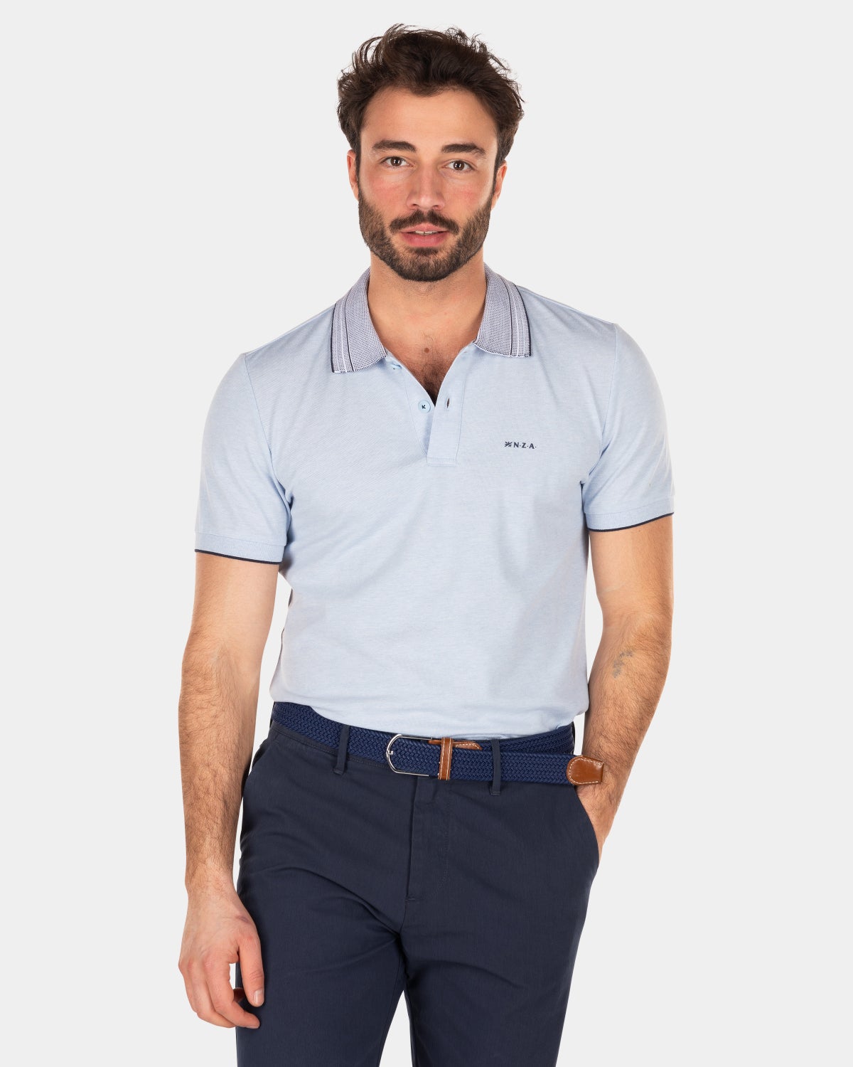 Effenkleurige polo met korte mouw - Rhythm Blue