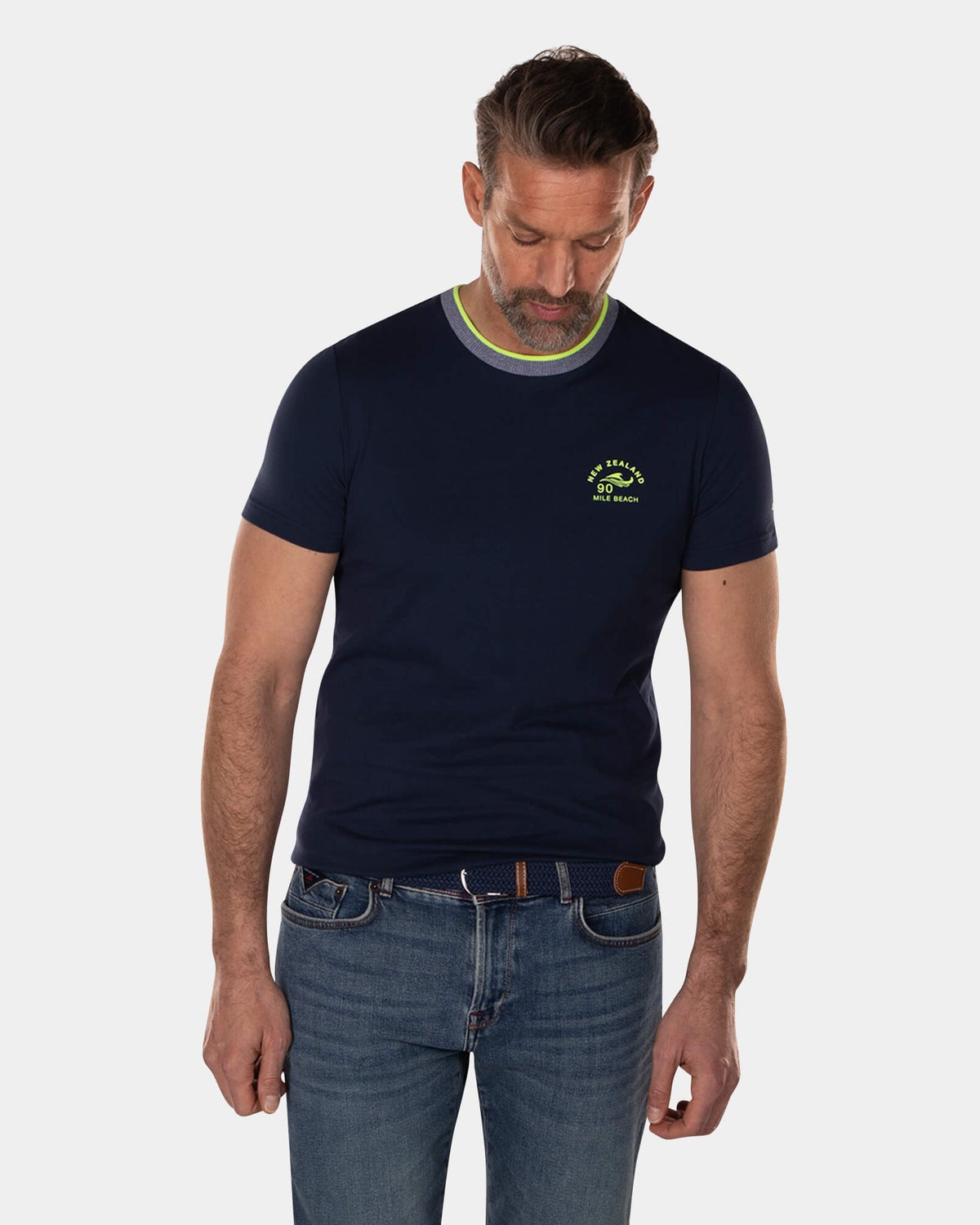 Schlichtes Baumwoll-T-Shirt mit Rundhalsausschnitt - High Summer Navy