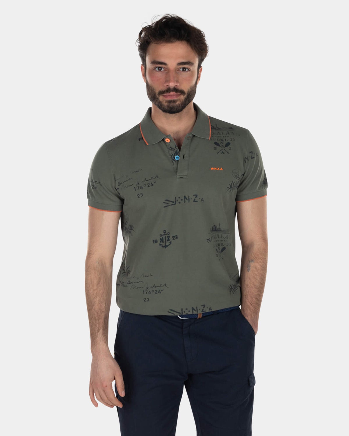 Polo en coton vert armée - High Summer Army