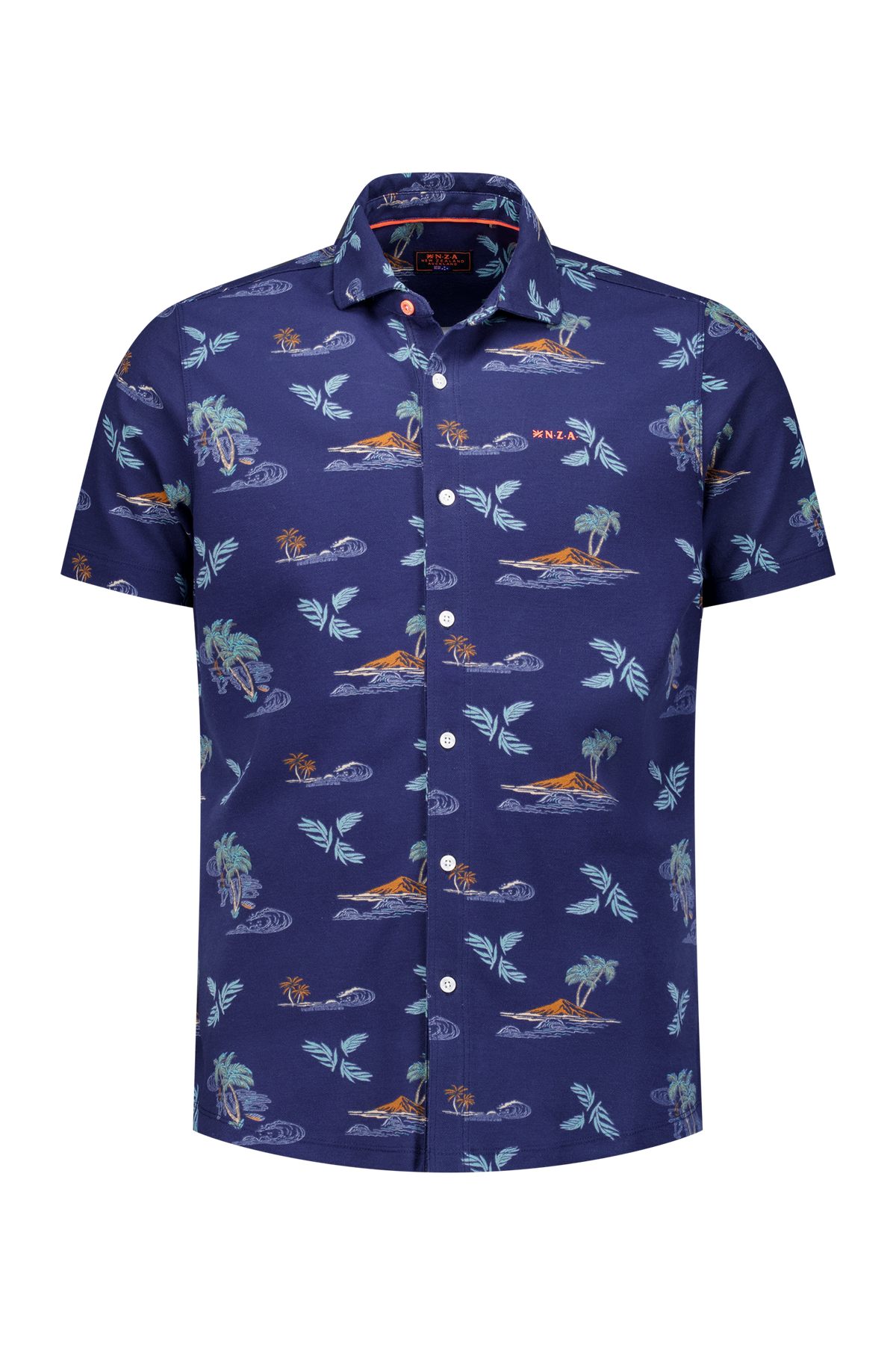 Navy overhemd met zomerse print - Ocean Navy