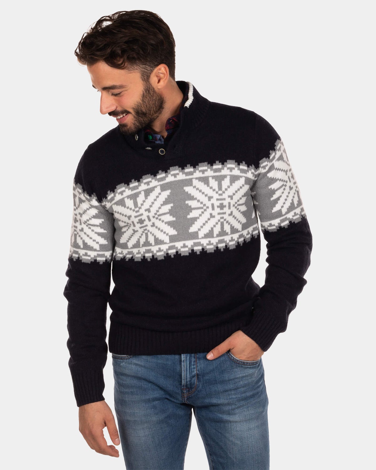 Geknöpfter Pullover Oromahoe - Steady Navy