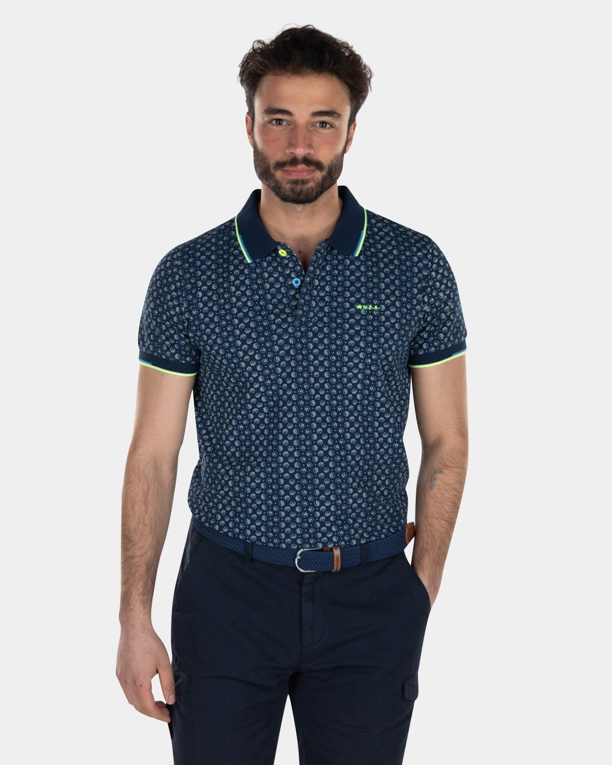 Katoenen polo met stippen - High Summer Navy