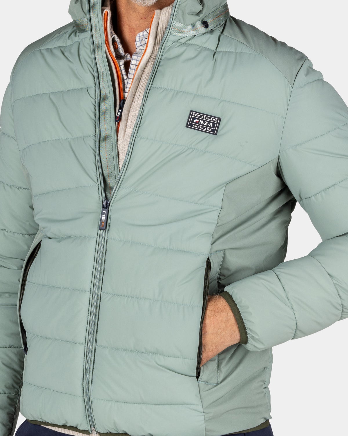 Green padded jacket - Pebble Green