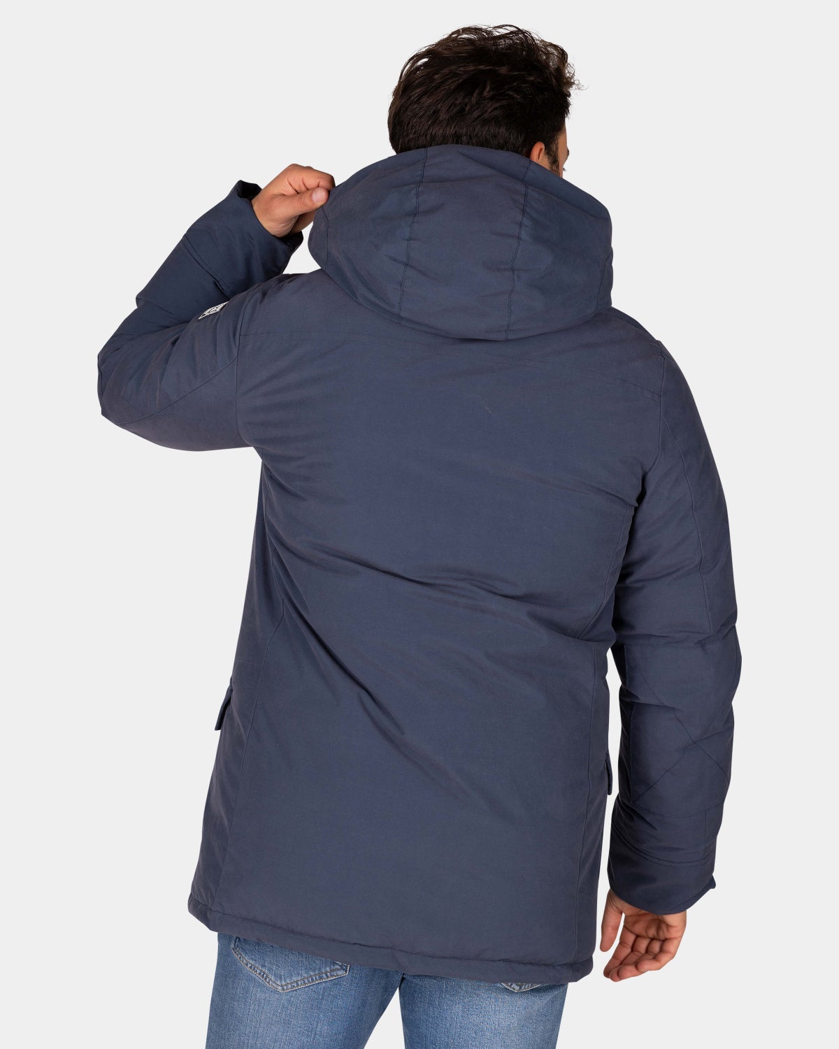 Canvas blauwe parka jas - Tin Blue