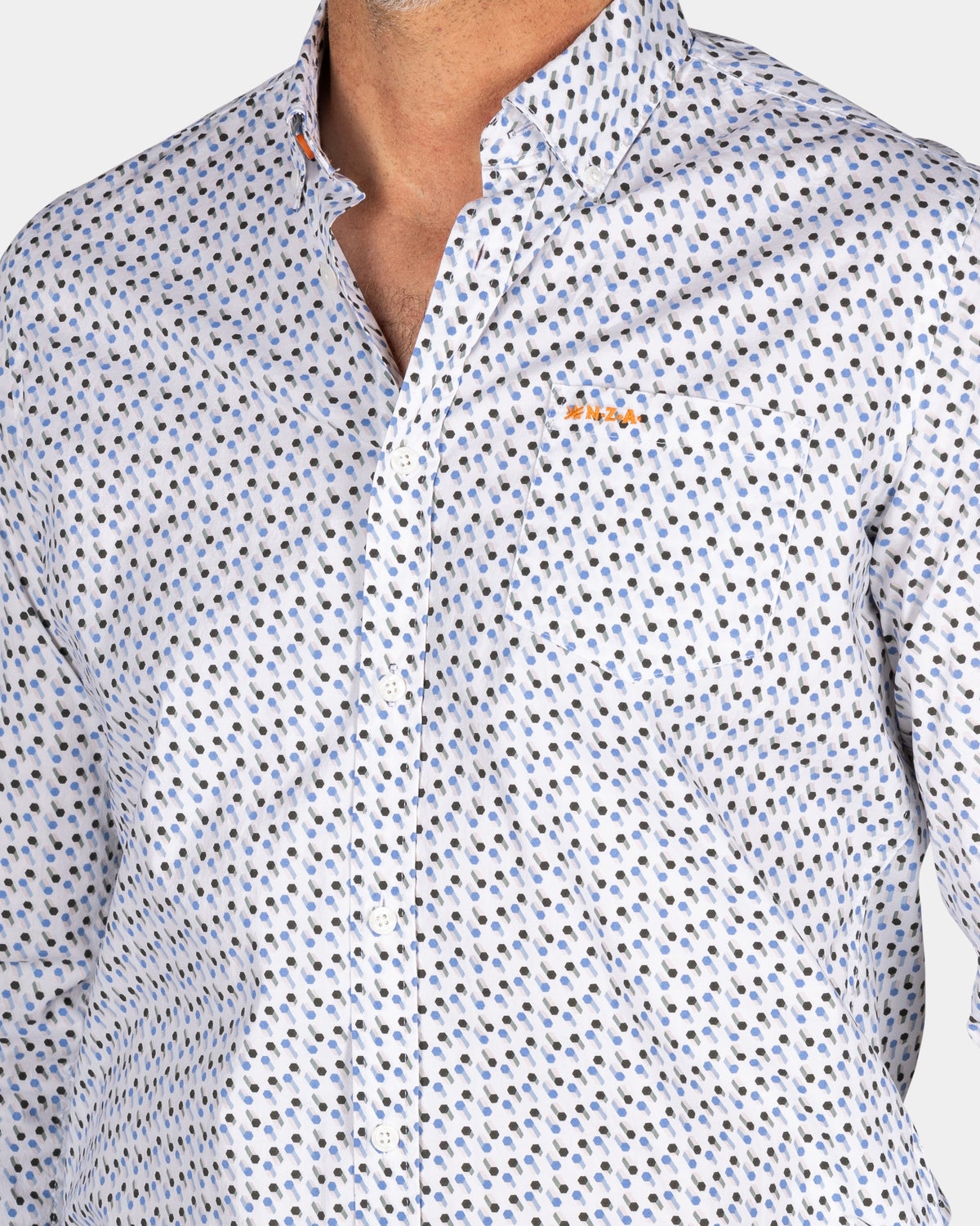 Camisa de algodón estampada - Ecru