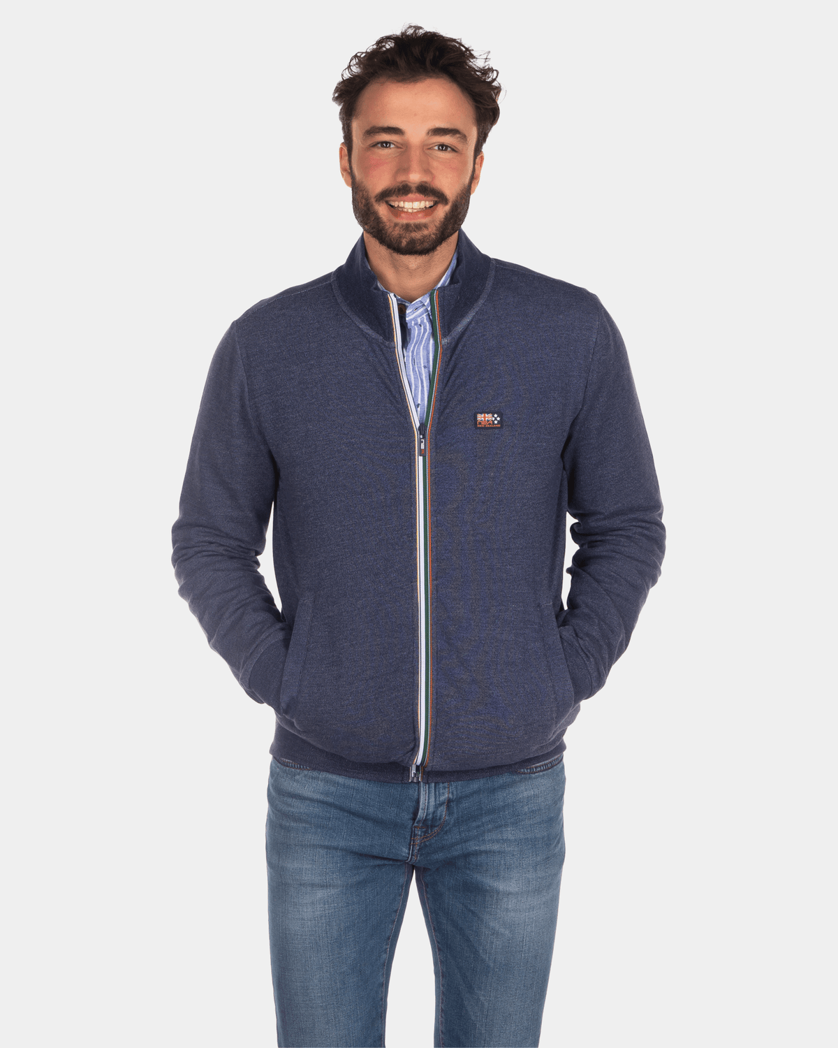 Schlichte Strickjacke aus Baumwolle - Key Navy