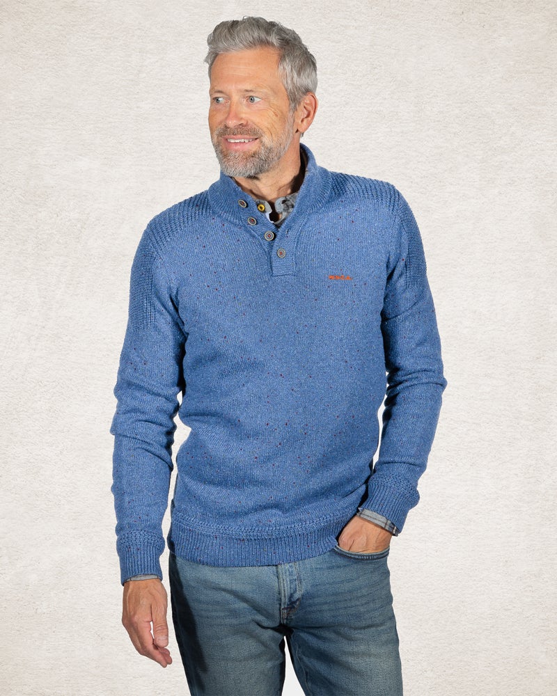 Pull uni avec demi-patte de boutonnage - Cloudy Blue