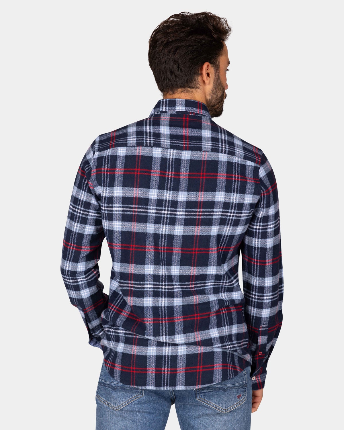 Camisa de franela a cuadros gris y rojo - Winter Navy