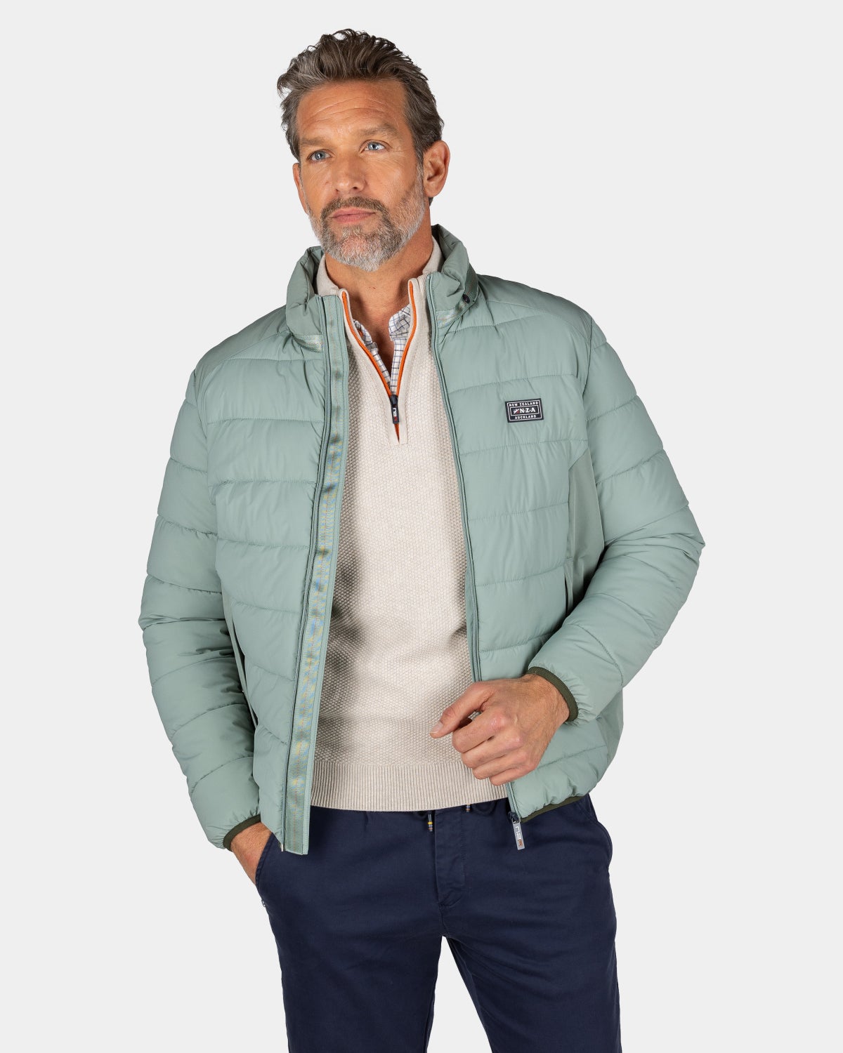 Green padded jacket - Pebble Green