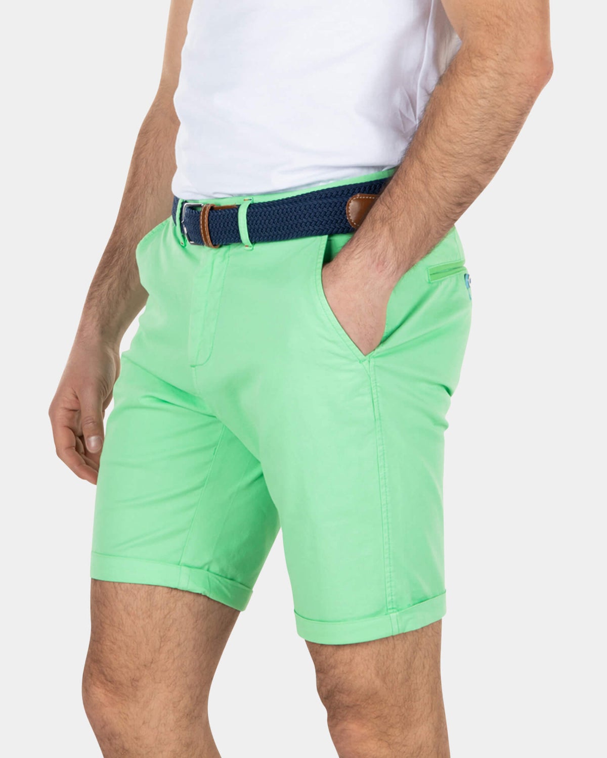 Katoenen stretch chino shorts - Sea Green