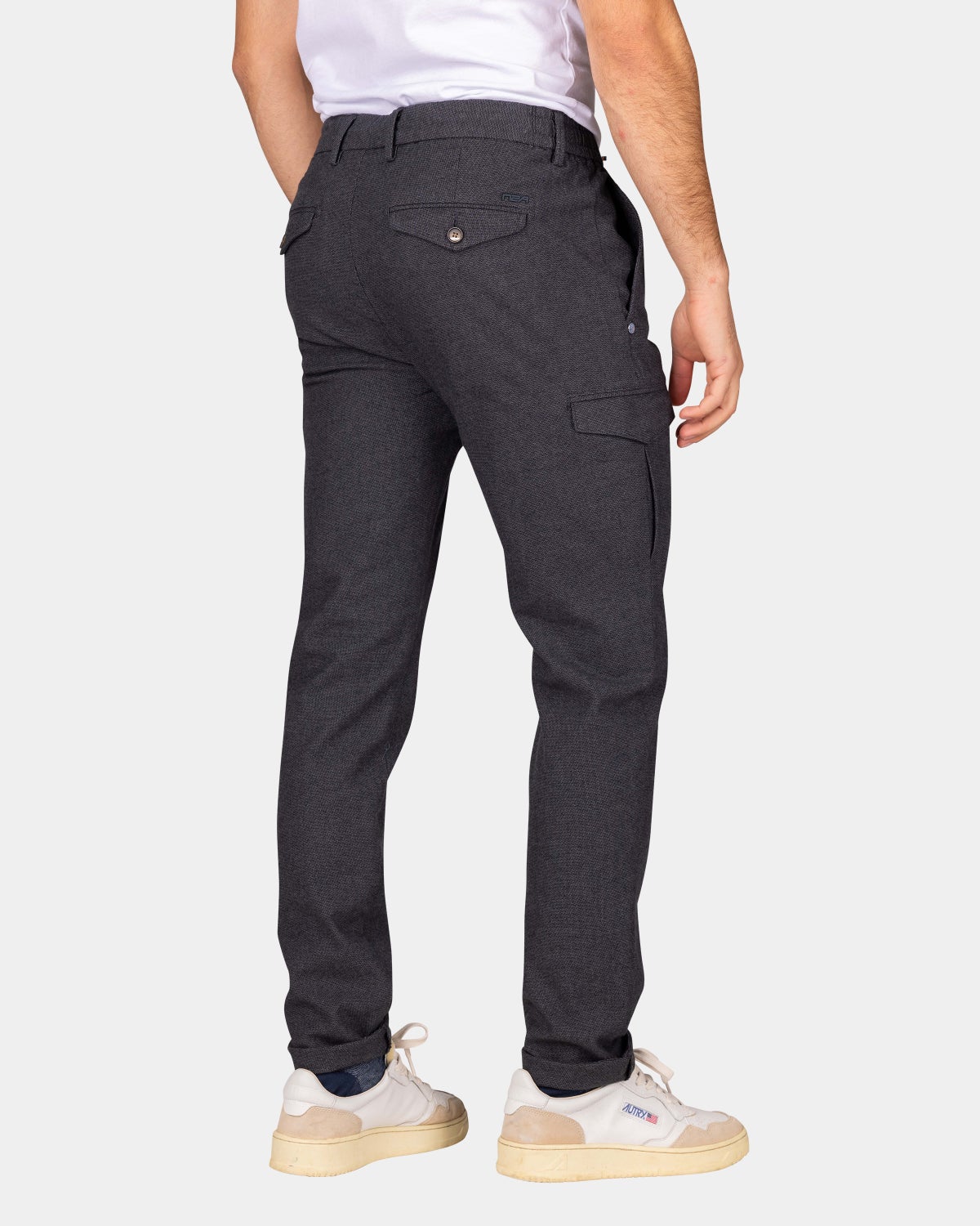 Graue Woll Look Cargo Hose - Grey Melange