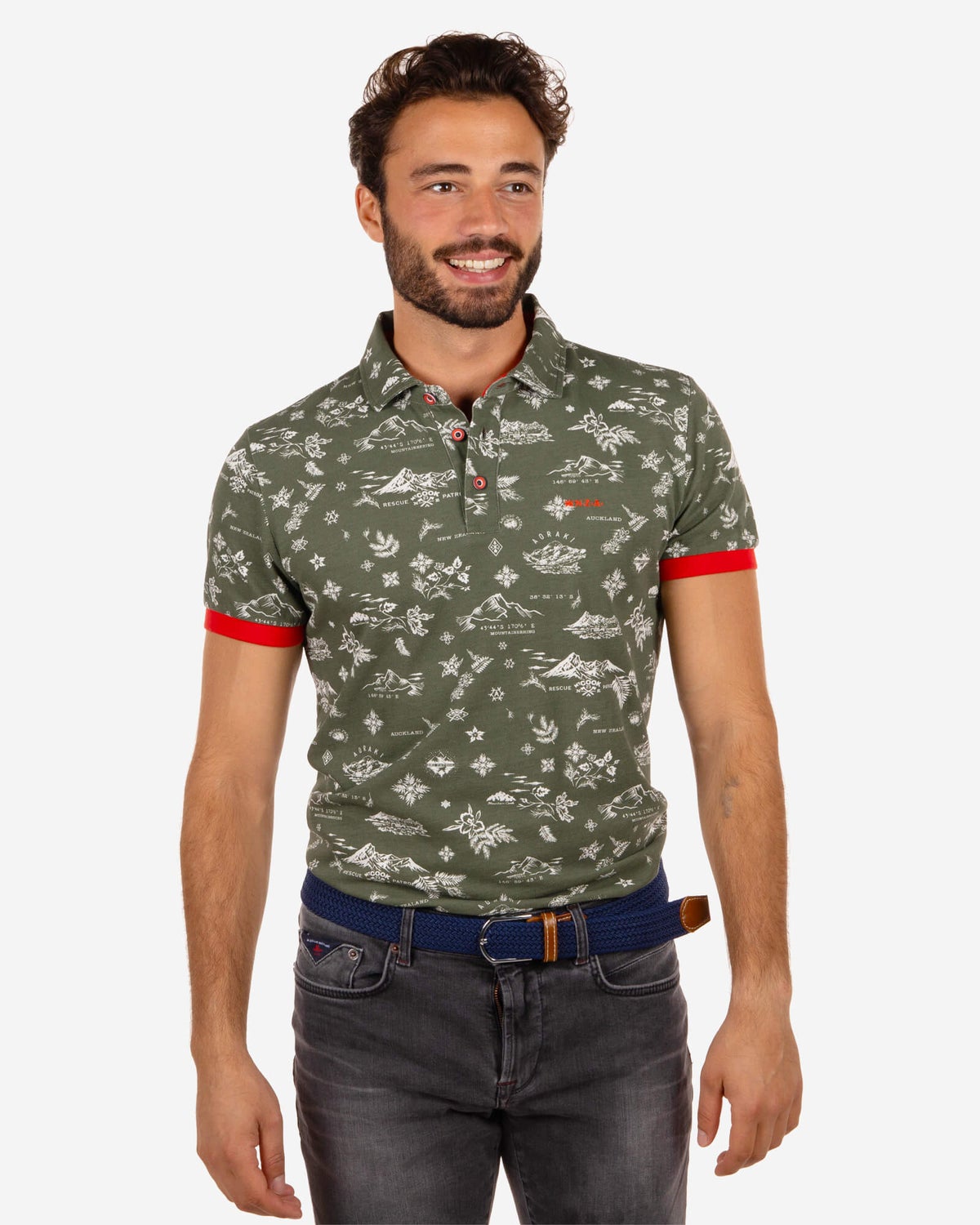 Polo met print Otto - Rock Green