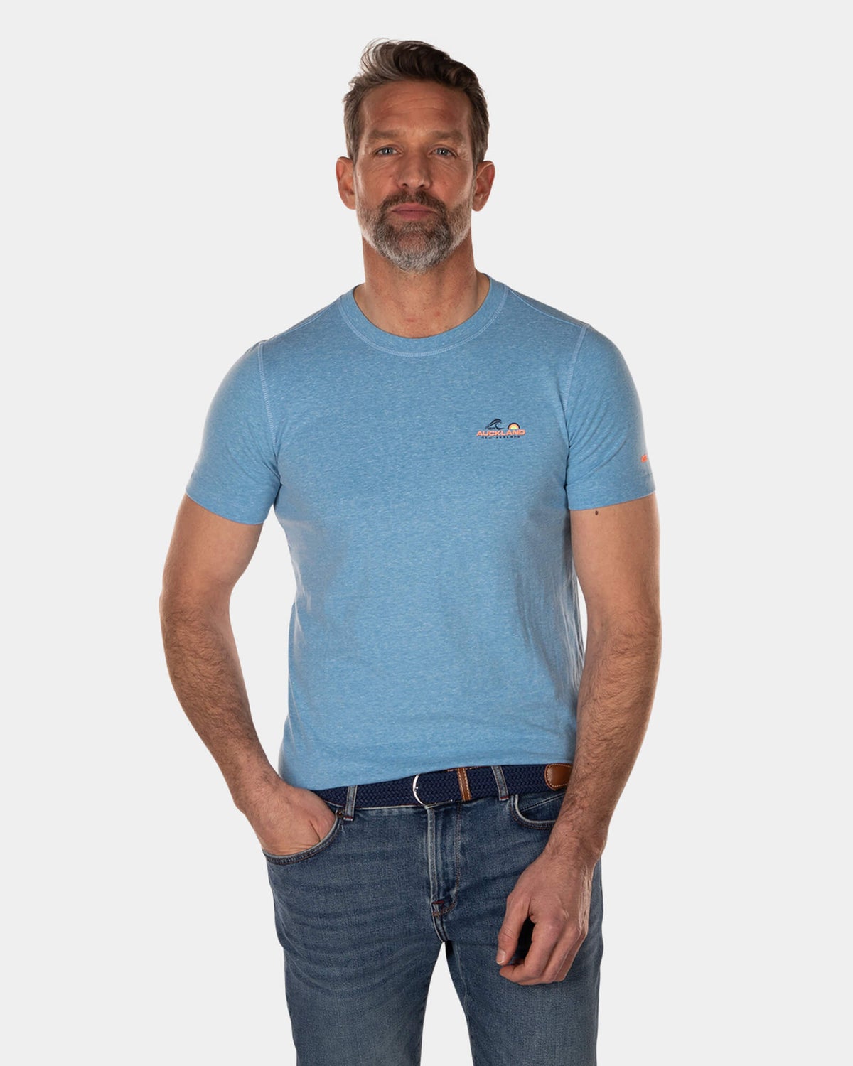 Effen t-shirt van polyester en katoen - High Summer Cobalt