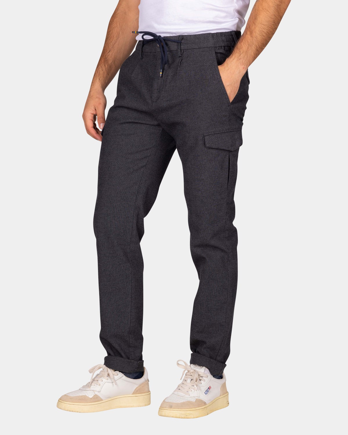 Graue Woll Look Cargo Hose - Grey Melange