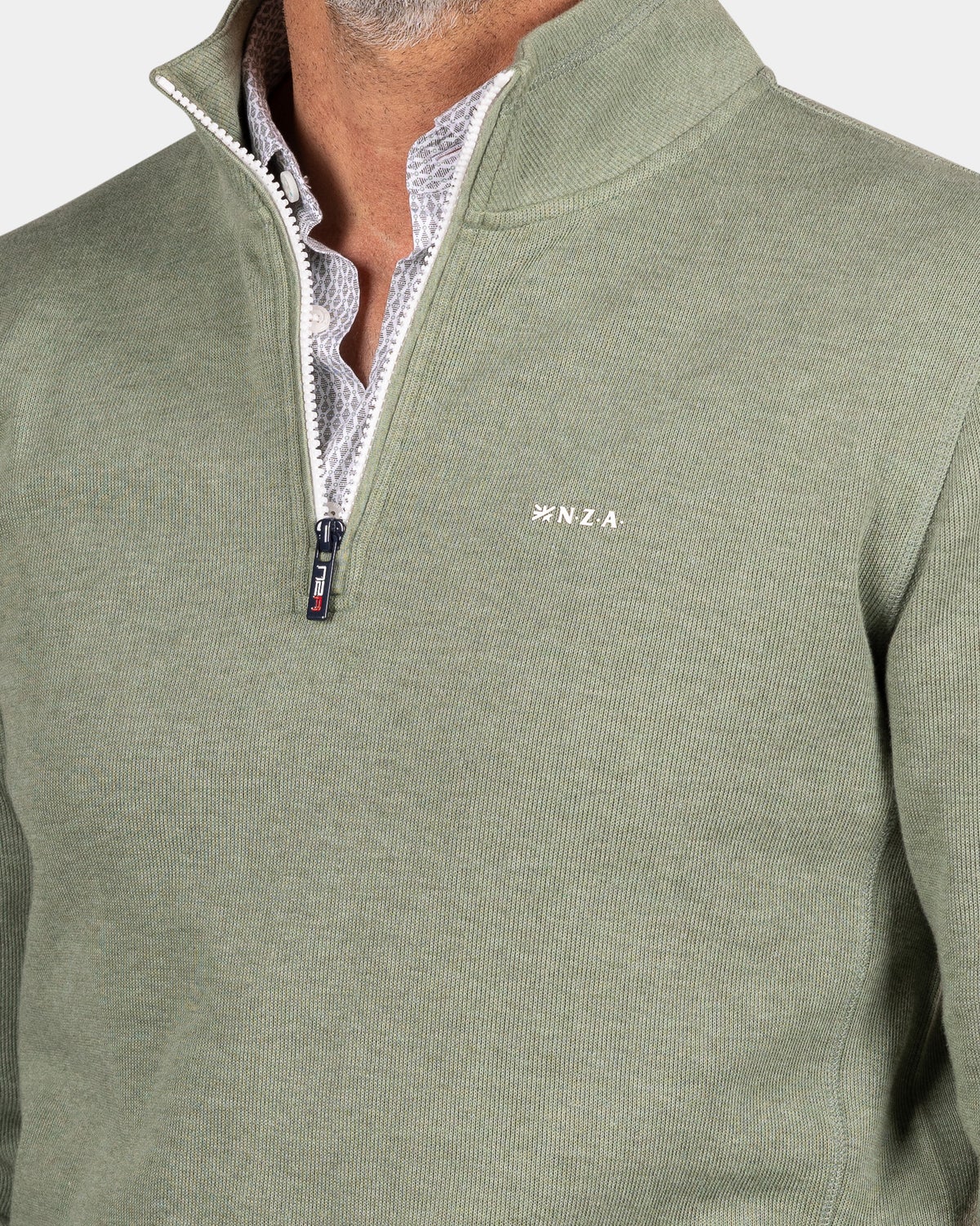 Groene sweater met halve rits - Sage