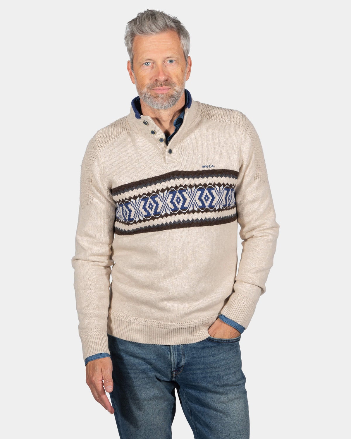 Winterstrickpullover Fraser - Sea Silt Sand