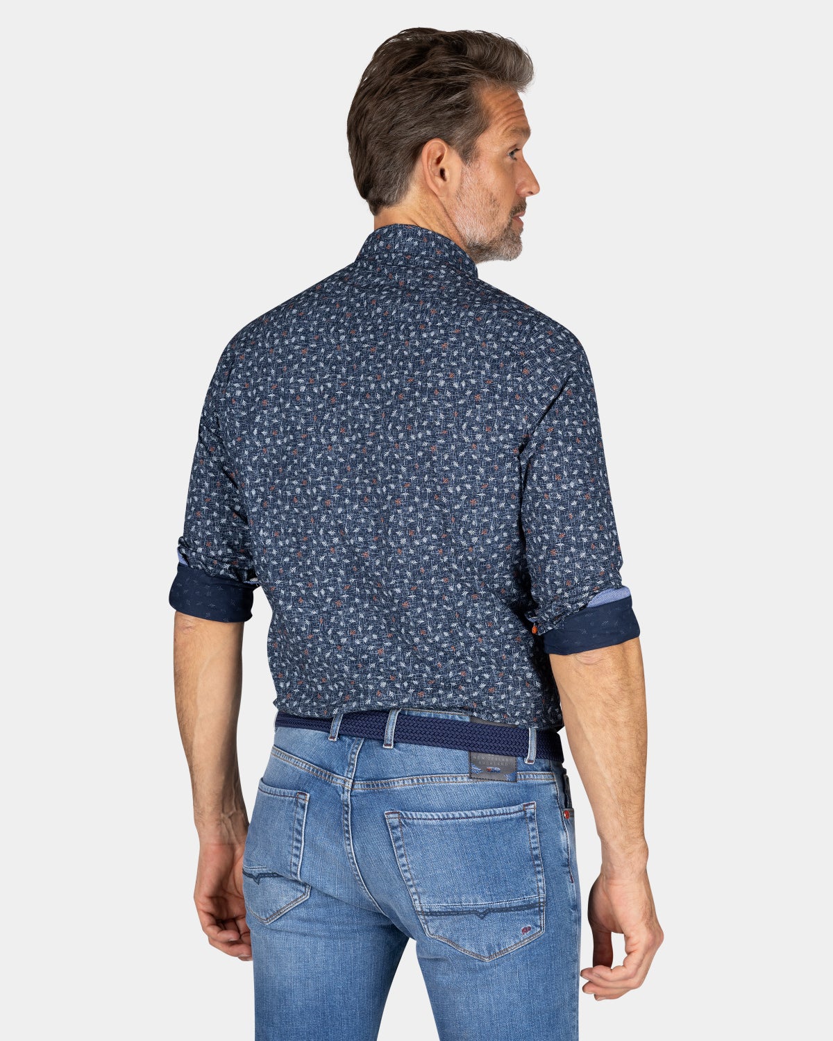 Navy shirt with leaf print - Autumn Navy