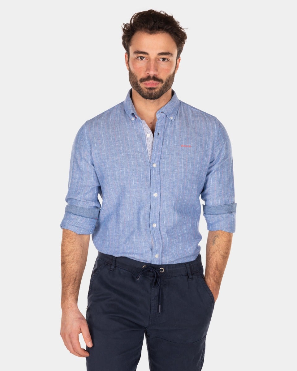 Chemise en lin unie - Universal Blue