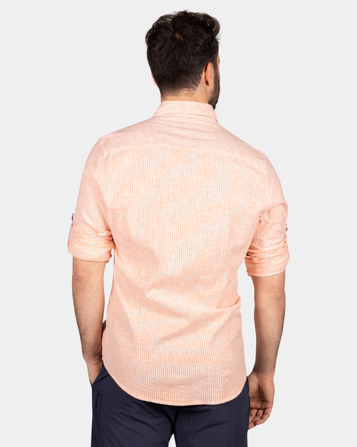 Camisa de color claro confeccionada en lino y algodﾗn - Fresh Orange
