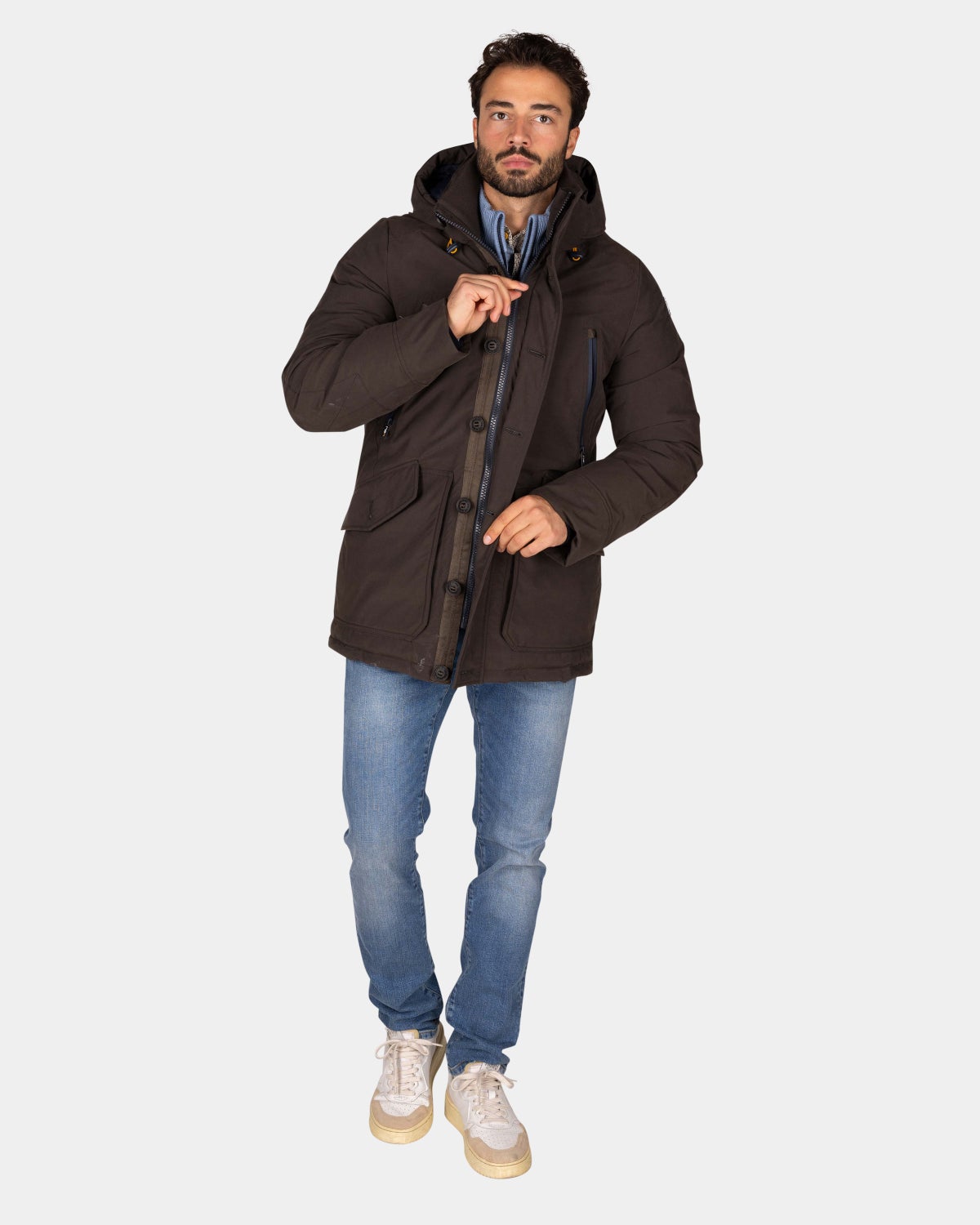 Canvas donkerbruine parka jas - Dark Mocca