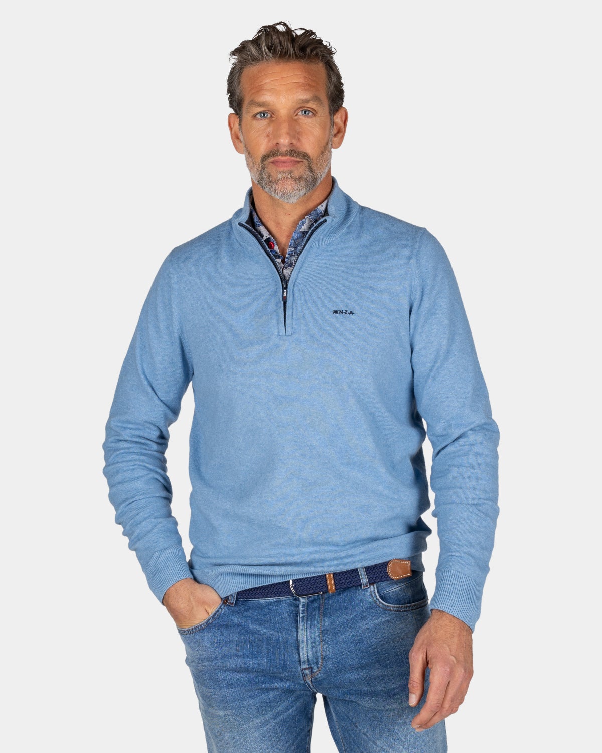 Blauer Pullover mit Elasthan - Brave Blue