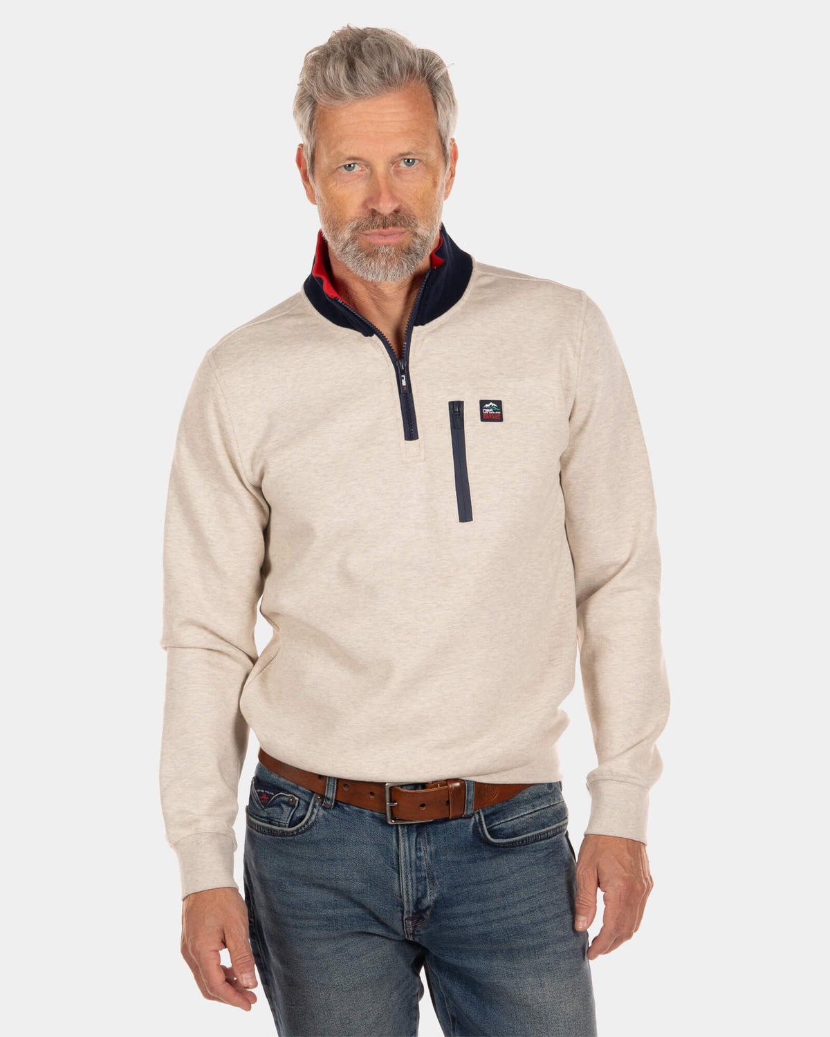 Half zip sweatshirt Areare - Ecru Melange