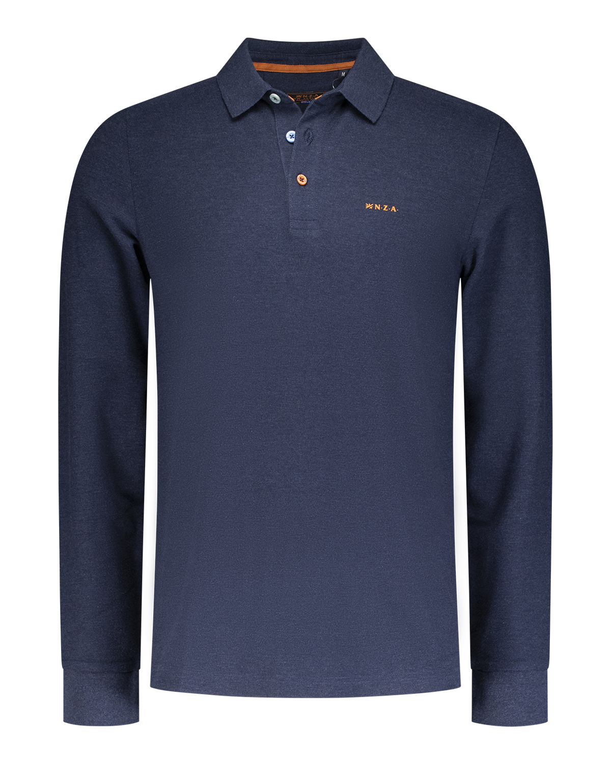 Navy katoenen polo met lange mouw - Autumn Navy