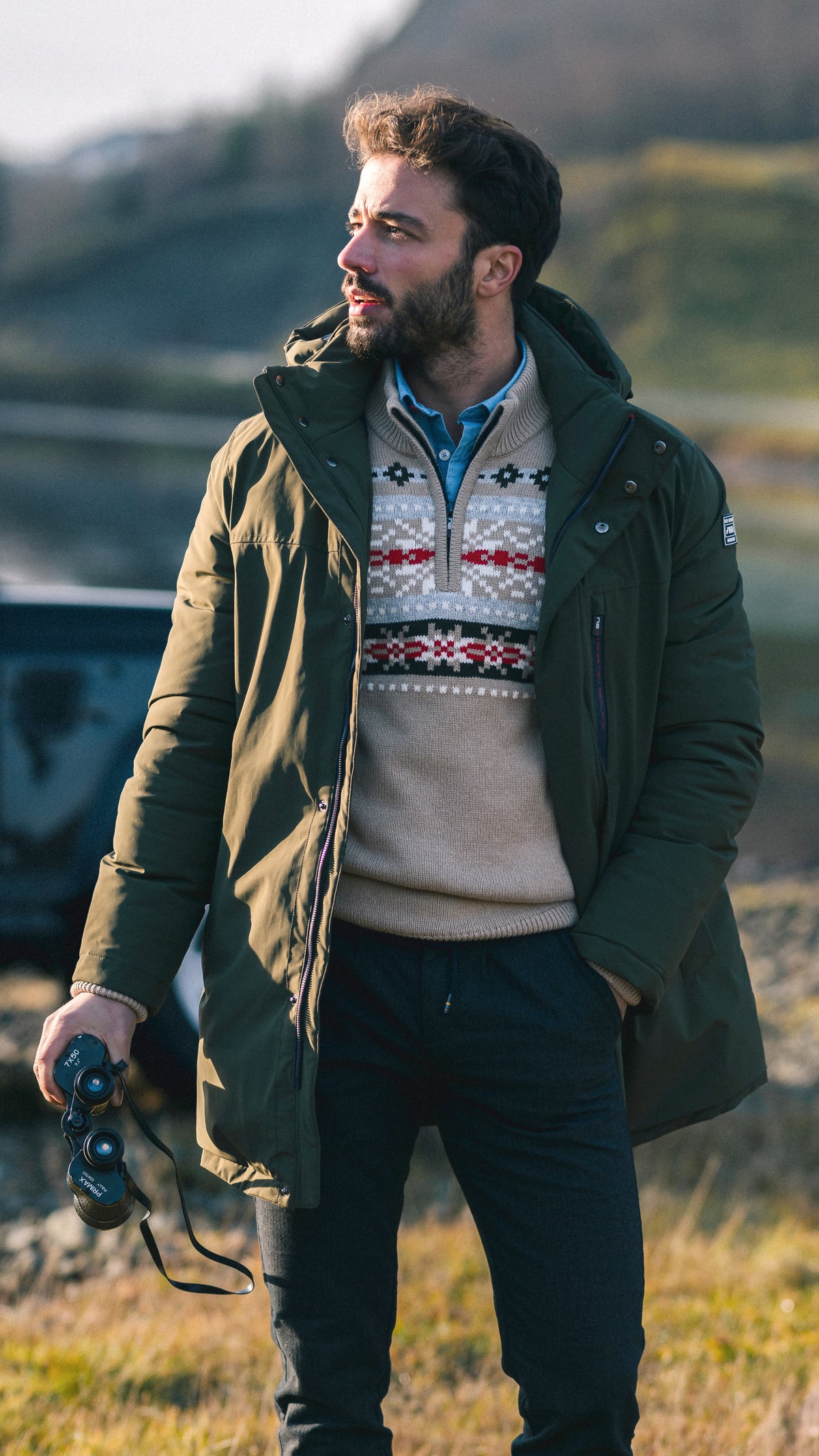 Donkergroene parka met opstaande kraag - Gravel Green