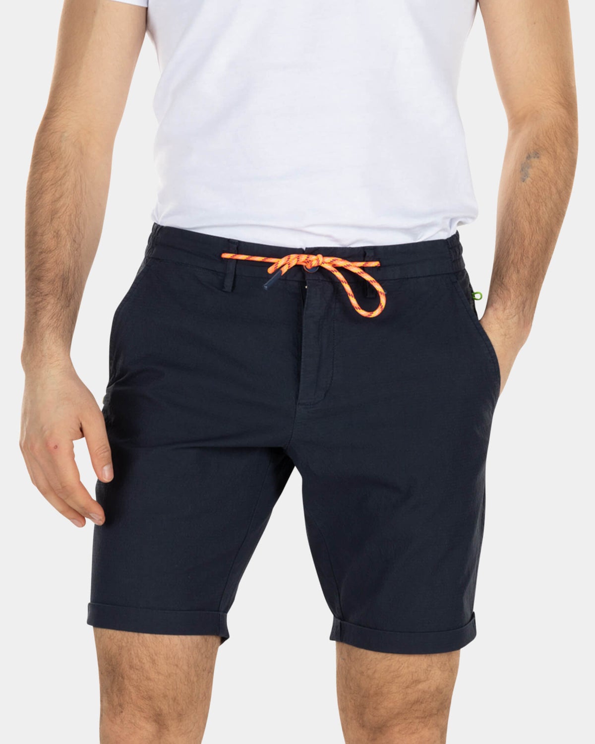 Katoenen chino korte broek met aantrekkoord - High Summer Navy