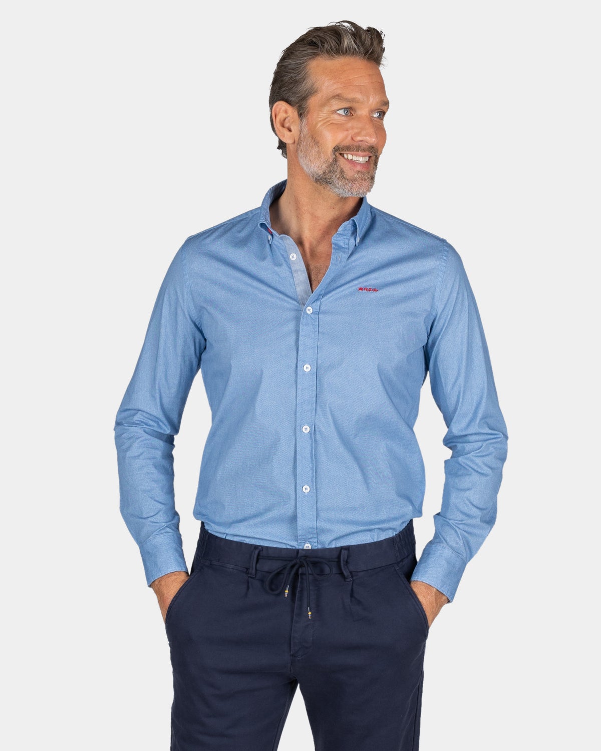 Chemise en coton bleue avec stretch - Brave Blue