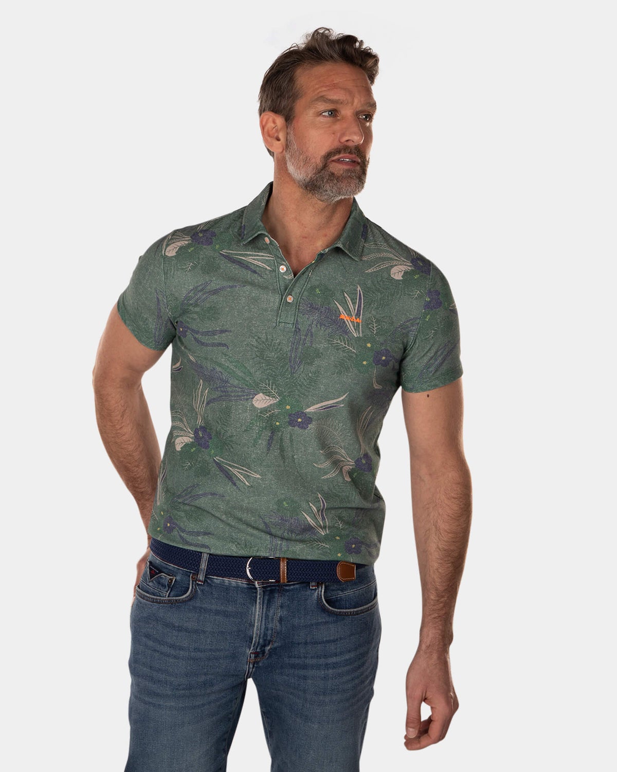 Poloshirt mit Blumendruck - High Summer Army