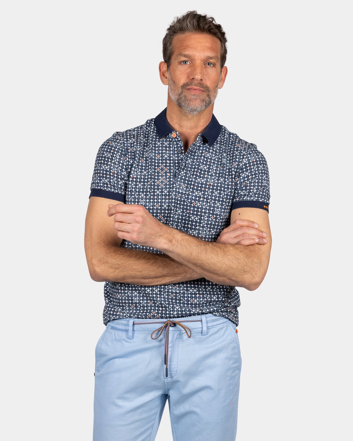 Polo de algodﾗn con estampado grﾇfico - Ocean Navy