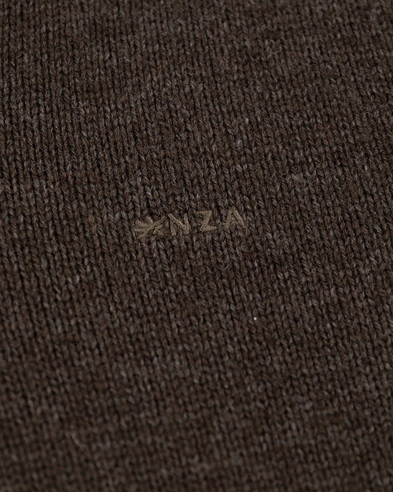 Wool plain half zip pullover - Smoked Green