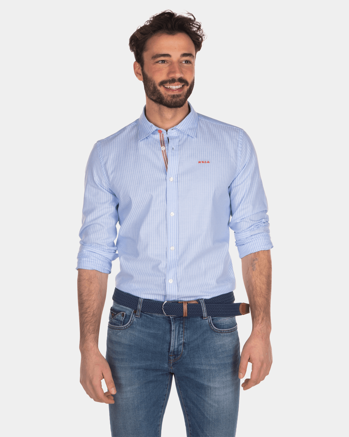 Camisa de algodón con raya fina