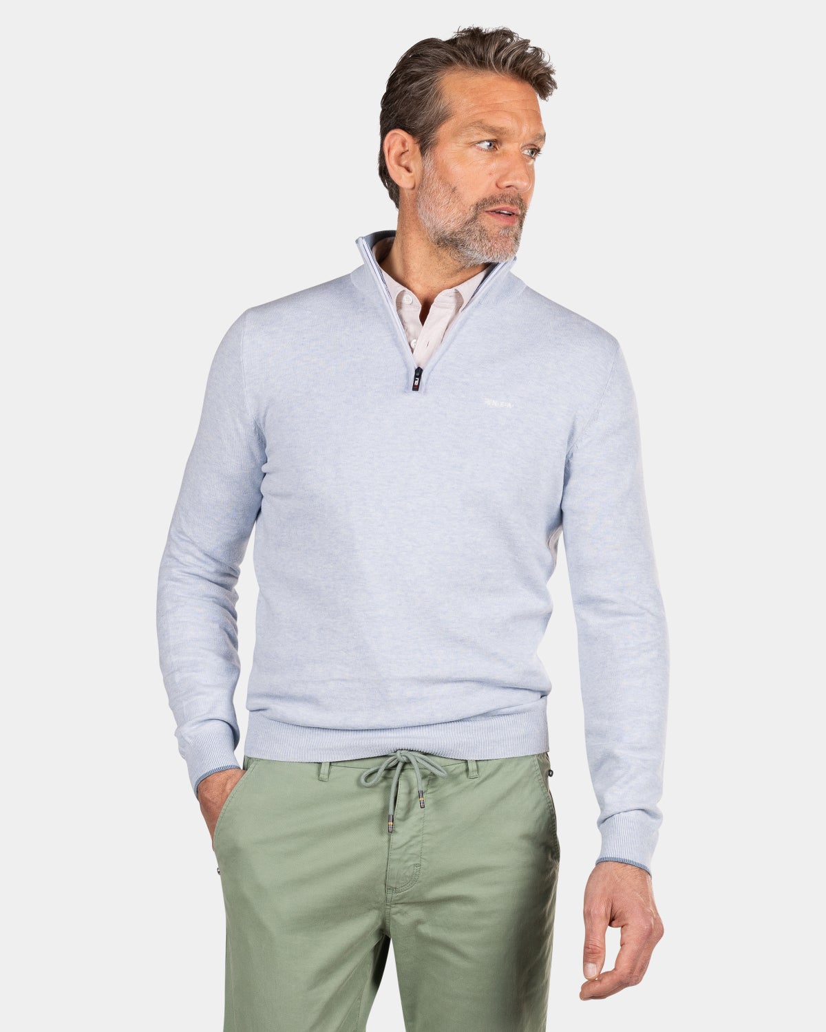 Pull bleu clair avec demi-fermeture ﾎclair - Marble Blue