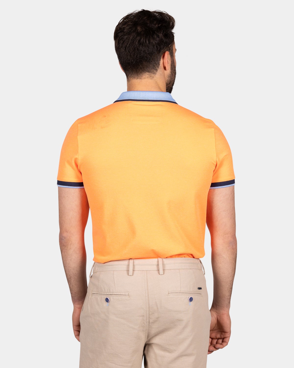 Plain poloshirt with accent colored collar - Fresh Orange