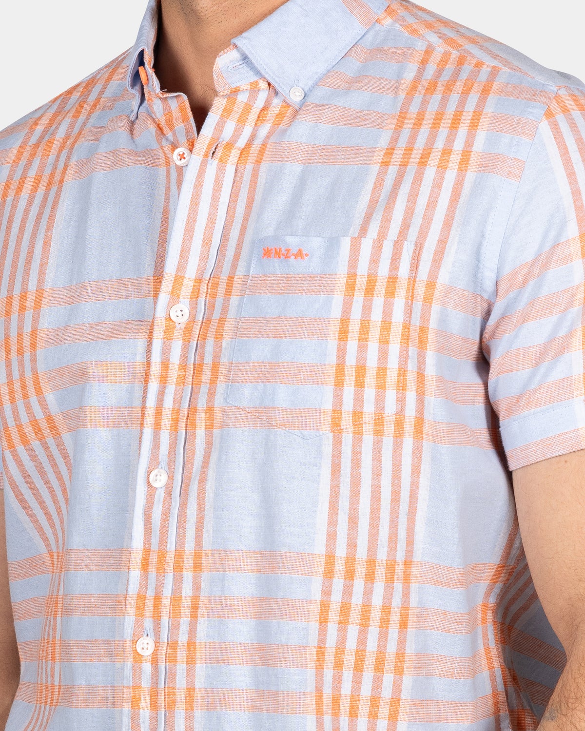 Camisa de cuadros azul con naranja - Light Sky