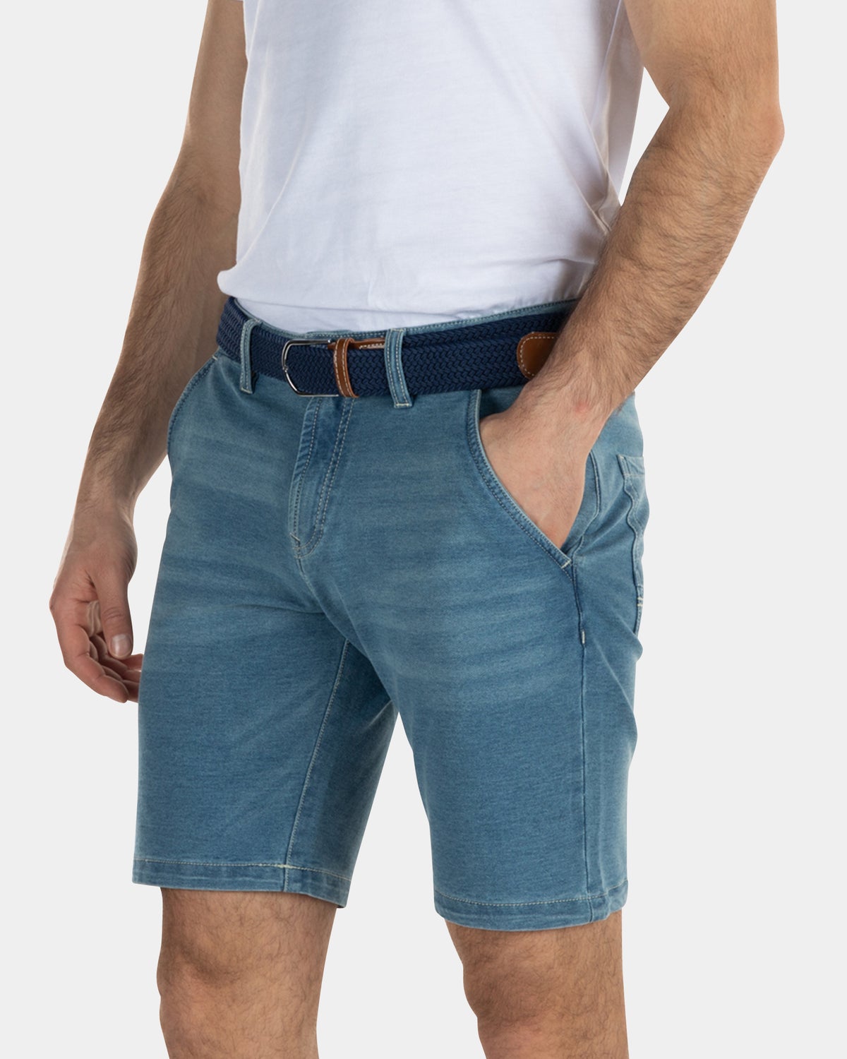 Denim-Stretch-Shorts - Light Stone